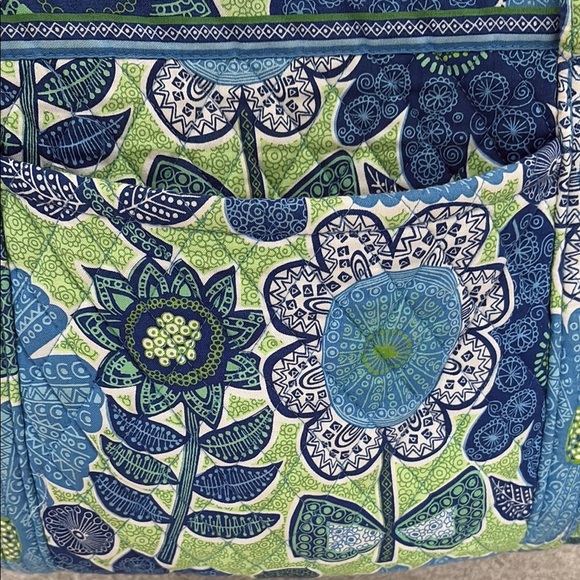 Vera Bradley Vibrant Blue and Green Quilted Tote Bag - Picture 3 of 16